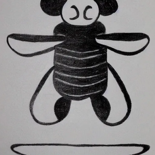 Image similar to A bee with a guitar drawn at Disney by Duchamp