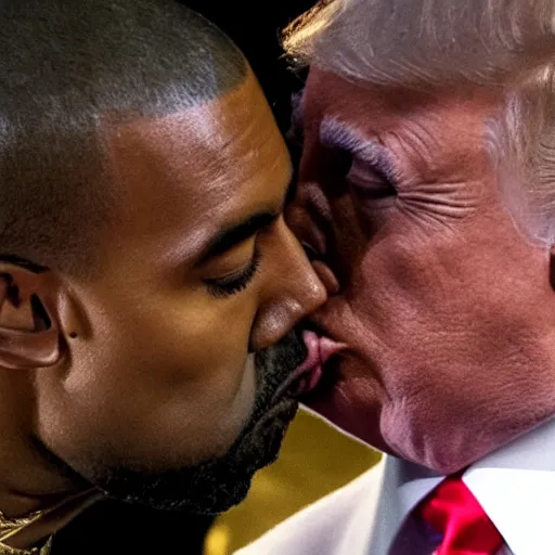 Prompt: kanye west kissing donald trump