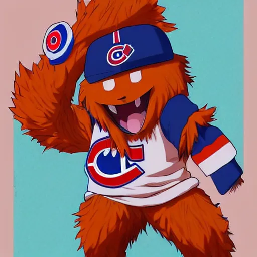 Image similar to anime Portrait of Youppi the Habs Montreal Canadiens Mascot as a very cute powerful and friendly pokemon, highly detailed anime, high evolution, 1990s, legendary, smooth, sharp focus, dynamic lighting, intricate, trending on ArtStation, illustration pokemon, art by WLOP