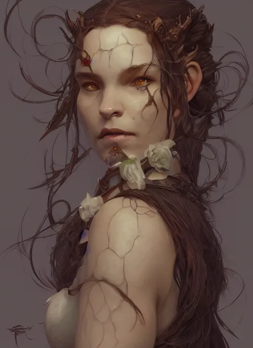 Image similar to a beautiful cute young orc girl, D&D, fantasy, intricate, cinematic lighting, highly detailed, digital painting, artstation, concept art, smooth, sharp focus, illustration, art by Terry Moore and Greg Rutkowski and Alphonse Mucha