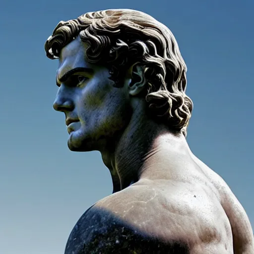 Image similar to henry cavill as a greek marble statue