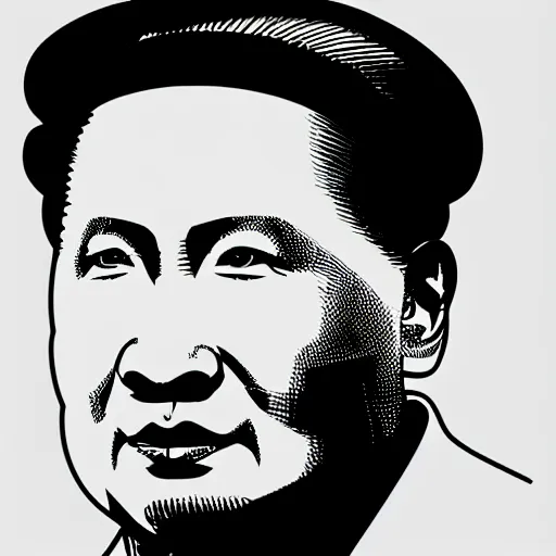 Image similar to cyberpunk mao zedong as the leader of a futuristic communist society, cybernetics, sharp lines, digital, artstation, colored in