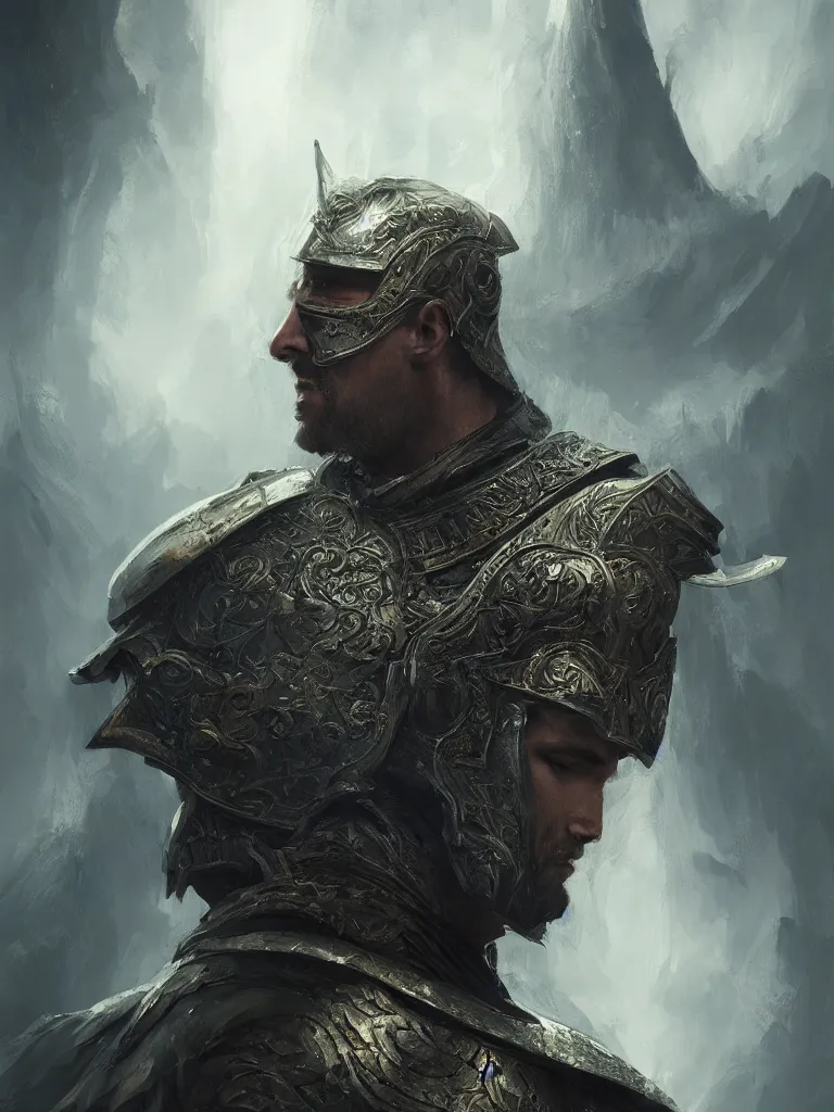 Image similar to king arthur's knight, close-up portrait, powerfull, intricate, elegant, volumetric lighting, scenery, digital painting, highly detailed, artstation, sharp focus, illustration, concept art, ruan jia, steve mccurry