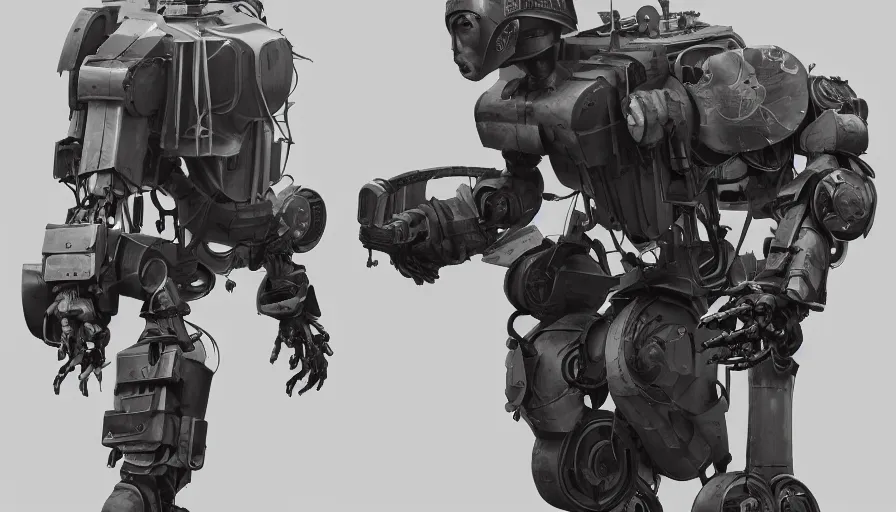 Prompt: Prototype of a German robot during World War 1, hyperdetailed, artstation, cgsociety, 8k