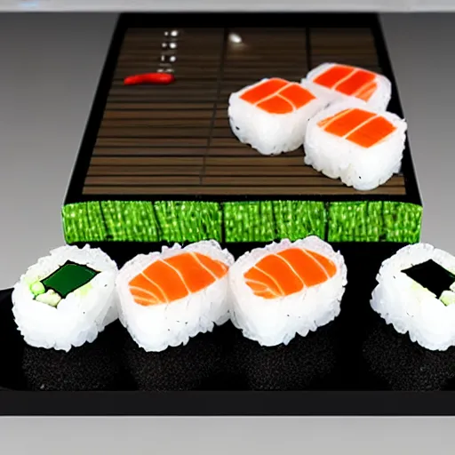 Image similar to a computer made from sushi, 4 k photorealistic