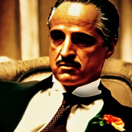 Image similar to the godfather. 5 0 mm, cinematic, technicolor
