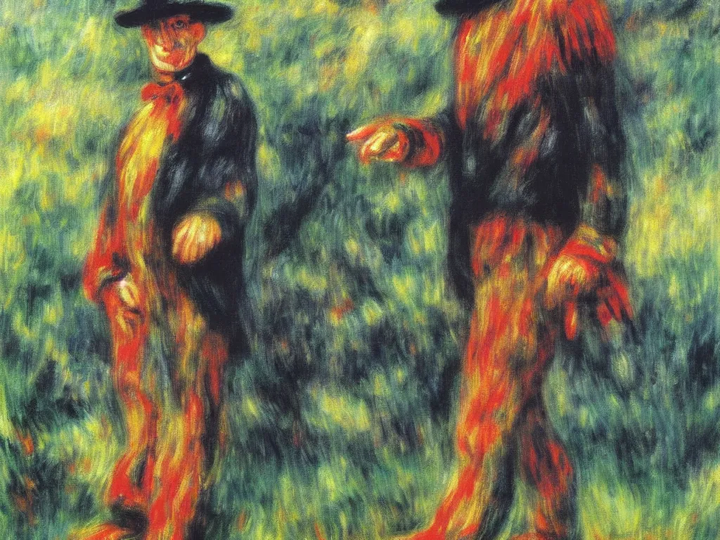 Prompt: A painting of Freddy Krueger, in nature, painted by Pierre-Auguste Renoir