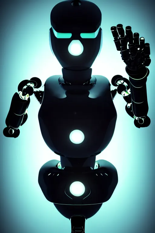 Prompt: sleek futuristic robot horror terror nightmarish dark spotlit glowing