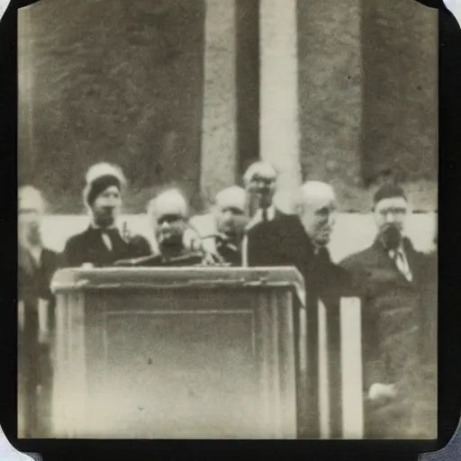 Image similar to a Polaroid photo of Rome Speech in 1930 by Benito