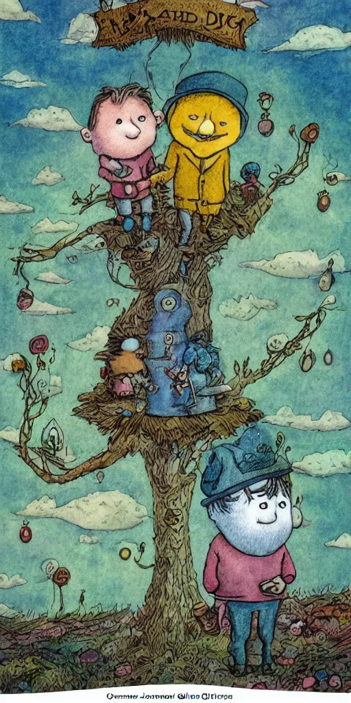 Prompt: a father's day greeting card scene by alexander jansson, joel fletcher, owen klatte, angie glocka, justin kohn, maurice sendak. father's day color palette.