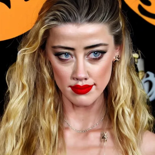 Image similar to a gourd shaped to look like the face of amber heard