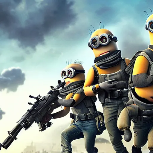 Image similar to battlefield cover art replaced with minions