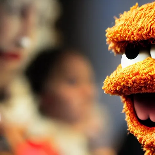 Image similar to Tom Cruise depicted as a muppet, close up shot, photography, award winning, 8k