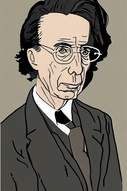 Prompt: portrait of bertrand russell, by adrian tomine