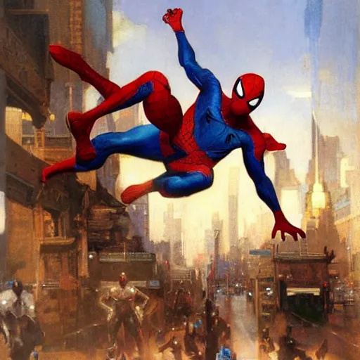 Prompt: a giant kangaroo fighting a giant spiderman on the streets of sydney by gaston bussiere, craig mullins, j. c. leyendecker