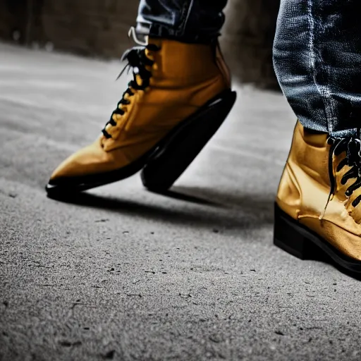 Image similar to a person wearing boots that look like Lamborghini , ultrafine detail, sharp focus