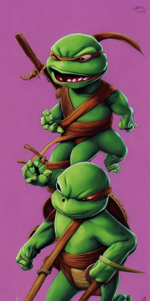 Image similar to Teenage mutant ninja turtle character by brom