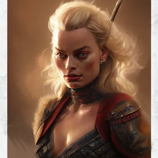 Image similar to margot robbie, d & d, fantasy, portrait, highly detailed, digital painting, trending on artstation, concept art, sharp focus, illustration, art by artgerm and greg rutkowski and magali villeneuve