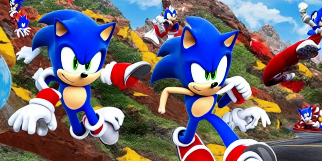 Image similar to sonic the hedgehog going faster than the speed of sound