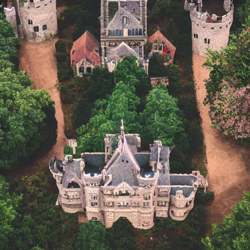 Prompt: aerial photo of castle in a terrarium, sigma 5 0 mm f 1. 4