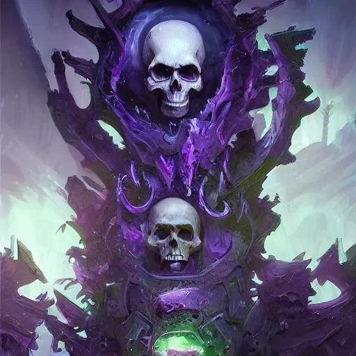 Image similar to a ominous bone and skull wall, wall, wall, violet battlefield theme, bright art masterpiece artstation. 8 k, sharp high quality artwork in style of jose daniel cabrera pena and greg rutkowski, concept art by tooth wu, blizzard warcraft artwork, hearthstone card game artwork, wall made of bones and skulls