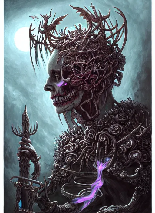 Image similar to fineart illustration of the necromancer, hyper detailed, fantasy surrealism, crisp