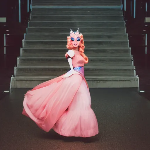 Prompt: princess peach as runway model, 8k photography