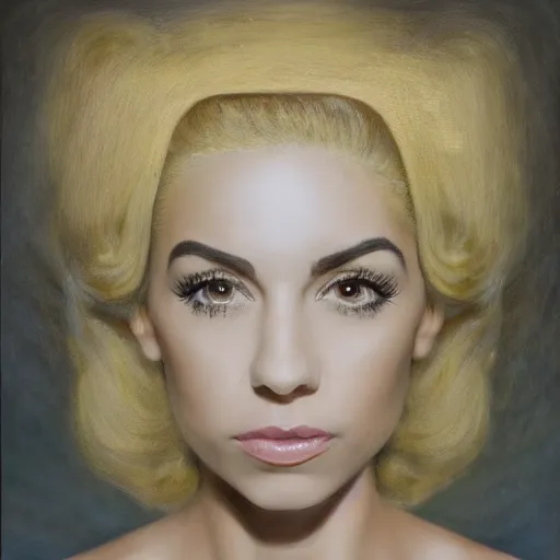 Image similar to a face portrait of marina diamandis, fantasy setting, stone face, dim colors, soft lighting, atmospheric, cinematic, moody, in the style of diego koi, gina heyer, luiz escanuela, art by alyssa monk, hyperrealism, rule of thirds, golden ratio, oil on canvas