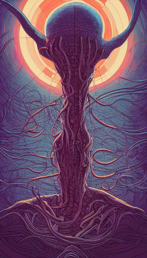 Image similar to The mind flayer, futurism, da vinci, Dan Mumford, Josan Gonzalez