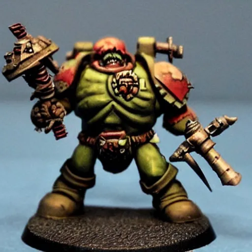 Image similar to a crying sad ogryn in warhammer 4 0 k darktide