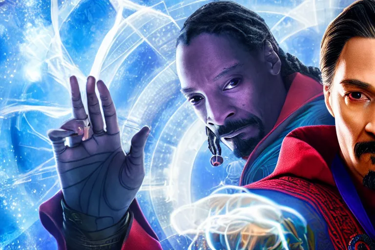 Image similar to film still of snoop dogg as doctor strange in avengers endgame, 4 k