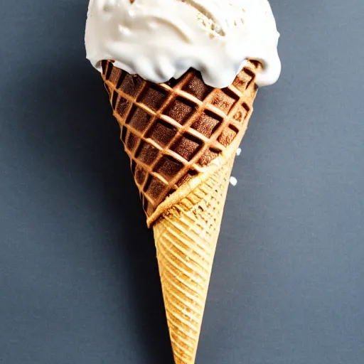 Image similar to an ice cream cone with chocolate syrup that looks like north america