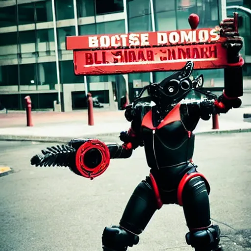 Image similar to boston dynamics cosplay cola, butcher billy style