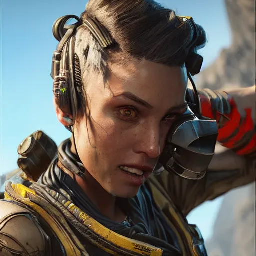 Image similar to photo realistic image of octane from apex legends, stunning 3 d render inspired art by istvan sandorfi and greg rutkowski, character posing, complete body, realistic and detailed eyes, realistic, highly detailed attributes and atmosphere, dim volumetric cinematic lighting,