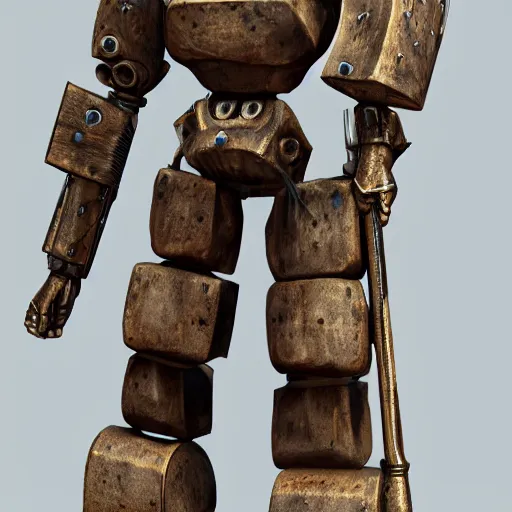 Image similar to Royal Humanoid Warforged guard made of stone wielding a guisarme, sun symbol engraved in it's chest, buff, realistic, High res, detailed, dungeons and dragons