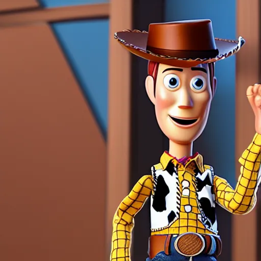 Image similar to woody from toy story as a real person, 4k, high detail, high-resolution photograph, professional photography, ultra-detail. real person