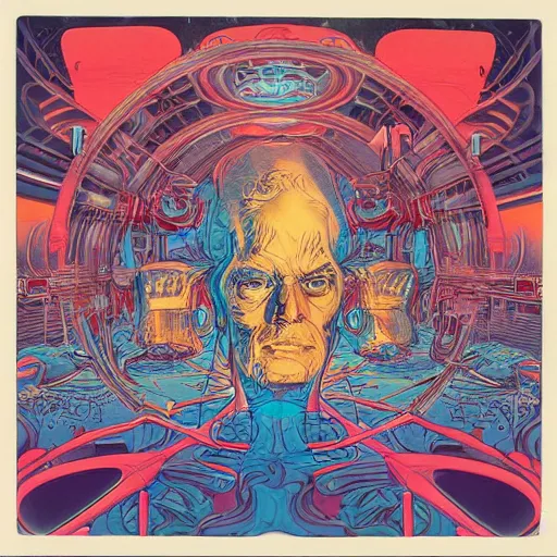 Prompt: lp cover of a 7 0's progressive rock album by james jean and moebius