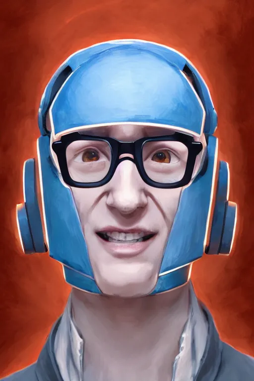 Prompt: portrait of Rung ((wearing glasses and smiling)), IDW MTMTE TFWiki, Very highly detailed 8K, octane, Digital painting, the golden ratio, (((blue eyes)))