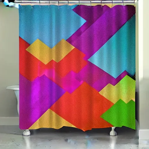 bright beautiful cubed vibrant rainbow shower curtain Stable