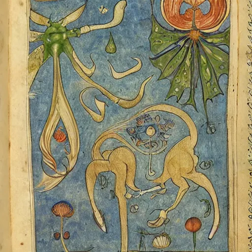 Prompt: illustrations from the newly discovered 2nd volume of the Voynich manuscript