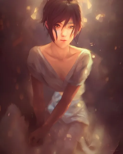 Prompt: a female ghost, full shot, atmospheric lighting, detailed face, by makoto shinkai, stanley artgerm lau, wlop, rossdraws