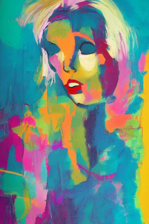 Prompt: the abstract painting of an image of a lady artistic flat illustration by joshy frost