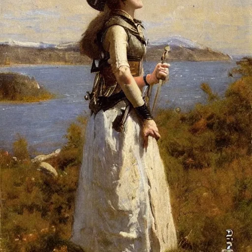 Image similar to female adventurer by alfred stevens