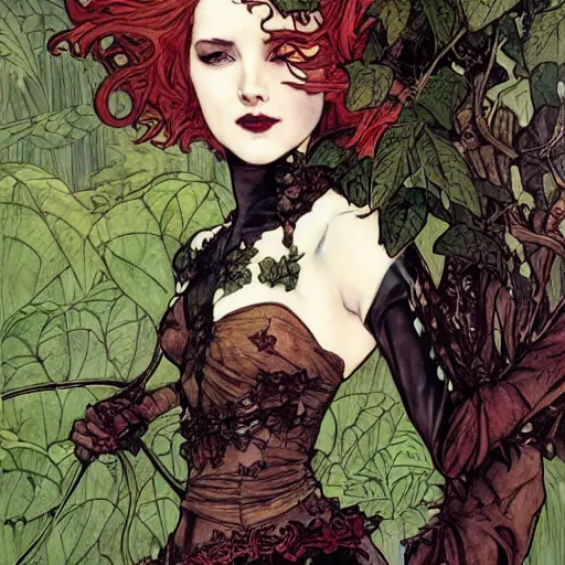 a beautiful painting of poison ivy dressed as a goth | Stable Diffusion