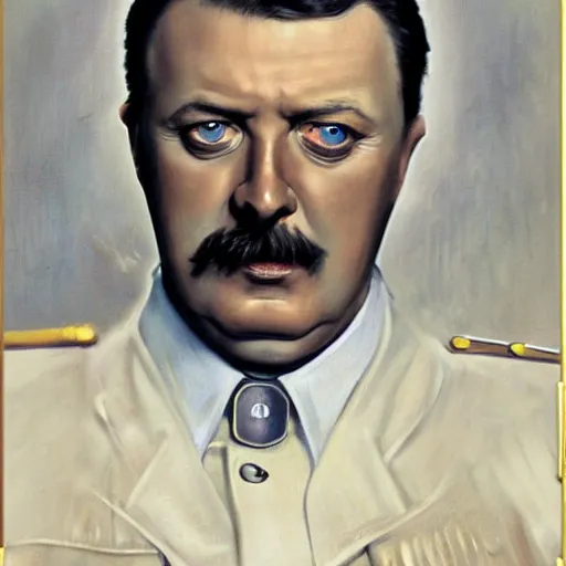 Image similar to Portrait of Igor Ivanovich Strelkov while he is calling for total war mobilization, photo-realistic, color image, 2K, highly detailed, by H.R.Giger