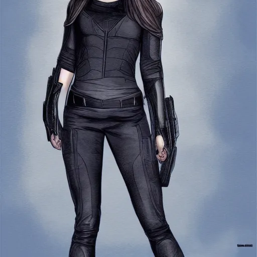 Image similar to Emma Watson as Black Canary, full body, digital painting, highly detailed