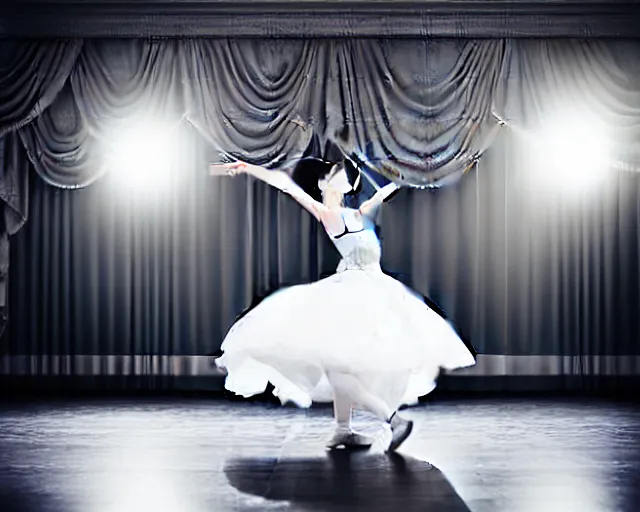 Image similar to waltz dancer bowing in a ballroom, realistic, award winning photograph