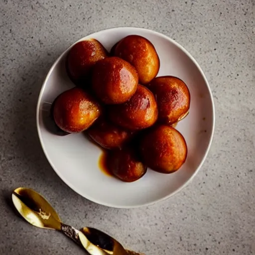 Image similar to high resolution photo of gulab jamun, michelin star, very tasty, food photography, instagram, trending