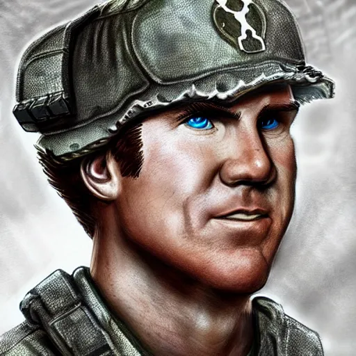 Image similar to Will Ferrell as a navy SEAL, high resolution fantasy concept art, intricate details, soft lighting