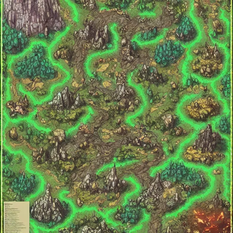 Image similar to full - color fantasy game map of a woodland clearing, battle map, grid, made with dungeondraft, d & d, pathfinder, by jeff todd and greg rutkowski, trending on artstation, pinterest